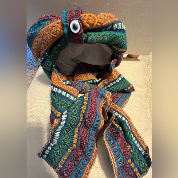 Made in Turkey Accessories - Colorful Knit Handmade Turkish Hat with with Scarf and Evil Eye 🧿 at front